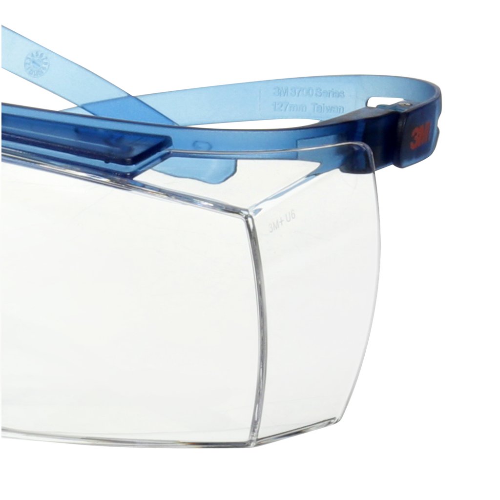 3M™ SecureFit™ 3700 Overbrille, blå brillestang, anti-ridse+ (K), klar linse, SF3701ASP-BLU-EU