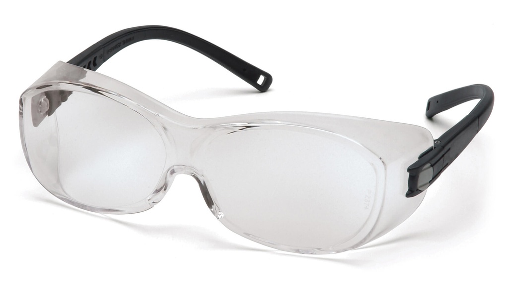 Letvægt klar H2X Anti-dug OTG sikkerhedsbriller med sorte stænger Ridsefast polycarbonatlinse giver 99% UVA / B / C-beskyttelse. Passer over briller op til 151 mm x 49 mm