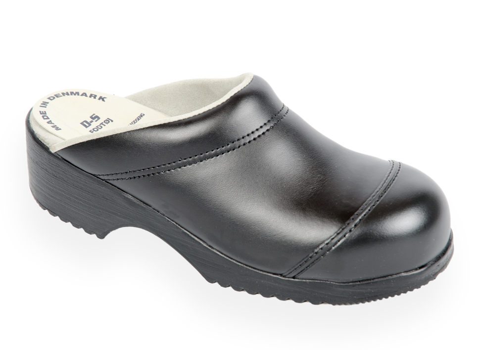 D-S Flex sort sikkerhedstøffel slippers med påmonteret gummi næsebeskytter for slitage 483S  (A35101 )