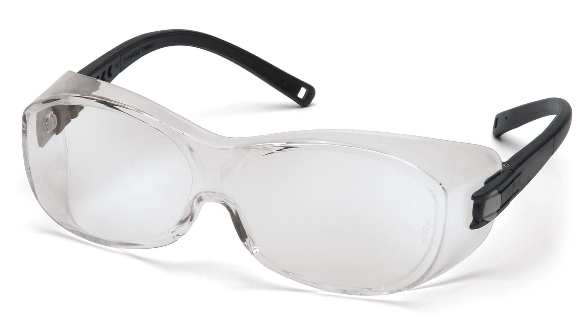 Letvægt klar H2X Anti-dug OTG sikkerhedsbriller med sorte stænger Ridsefast polycarbonatlinse giver 99% UVA / B / C-beskyttelse. Passer over briller op til 151 mm x 49 mm