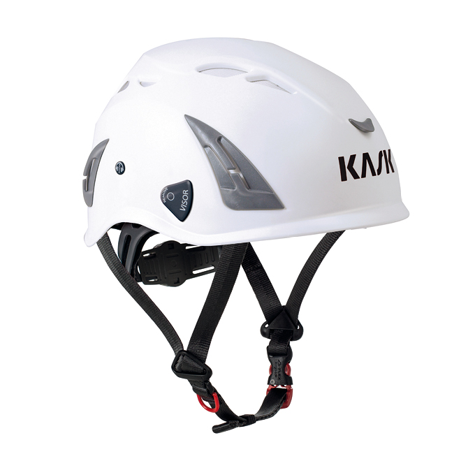 Kask SUPERPLASMA AQ hjelm, Hvid sikkerhedshjelm med 10 ventilations huller 4 punkt hagerem str. 51 til 63 cm skruejustering i nakken
